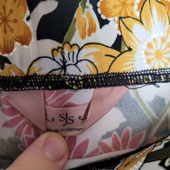 Floral Midi Skirt Bright Bold Tropical Ruffle Twee Bloomcore Teacher Large - Picture 5 of 6